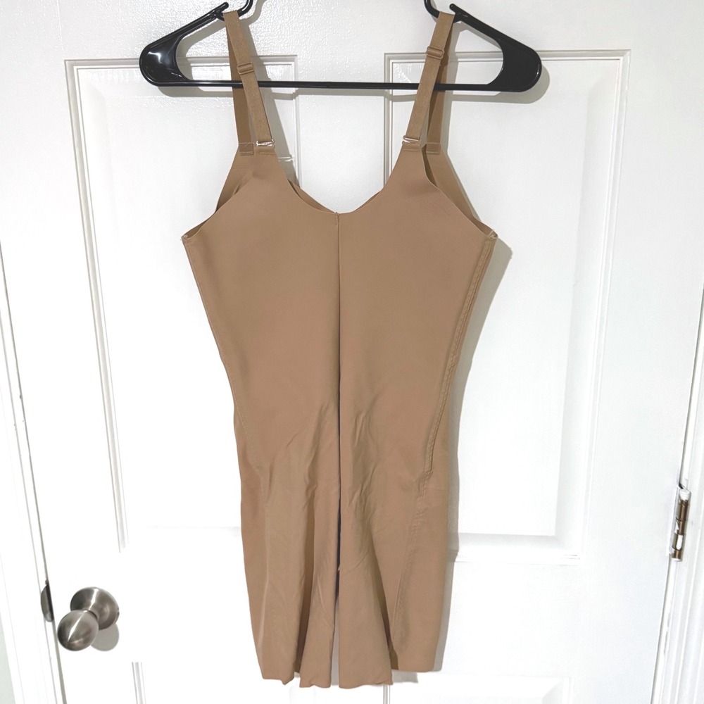 Honeylove SuperPower Mid-Thigh Bodysuit Tan Sand Shapewear SPBS00011N Womens S